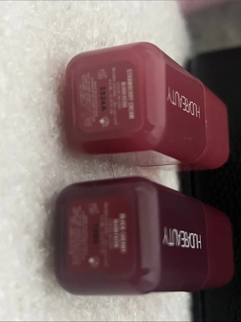 HUDA BEAUTY Blush Duo — strawberry cream, and black cherry full size